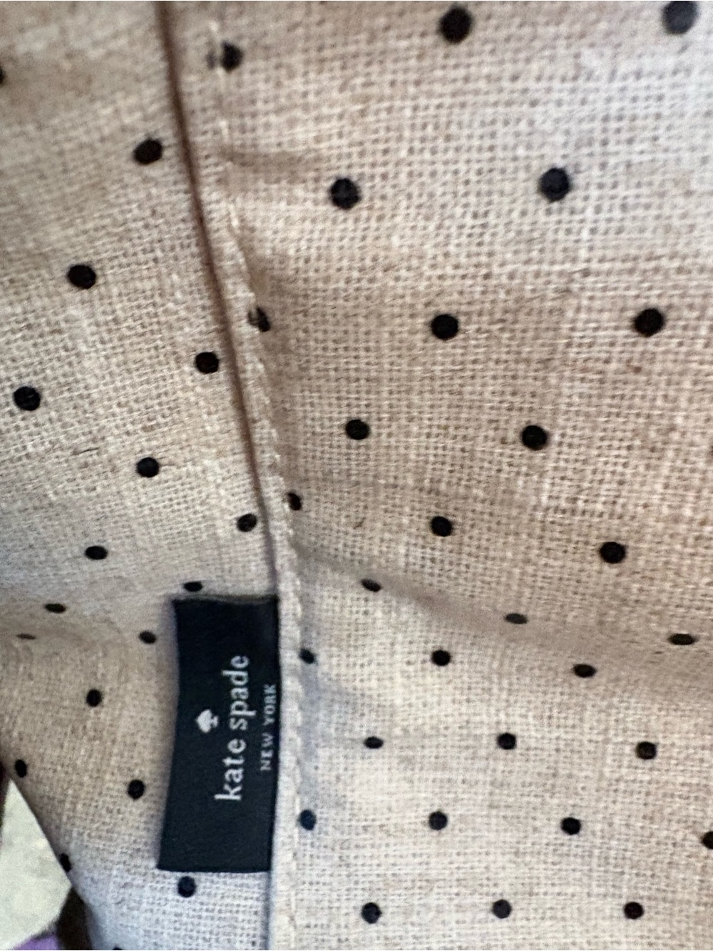 kate spade Out To Lunch Polka Dot Canvas Tote - Cream & Black with Gold Hardware - Picture 3 of 7